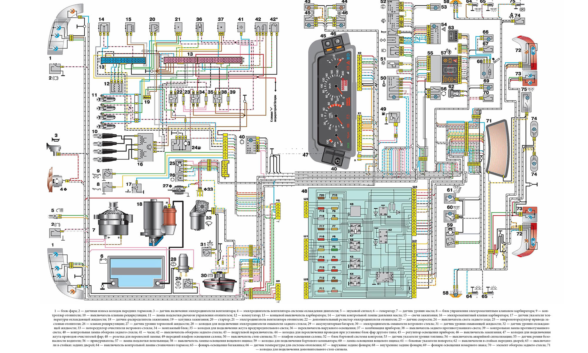 Электрическая схема автомобиля ваз 2115