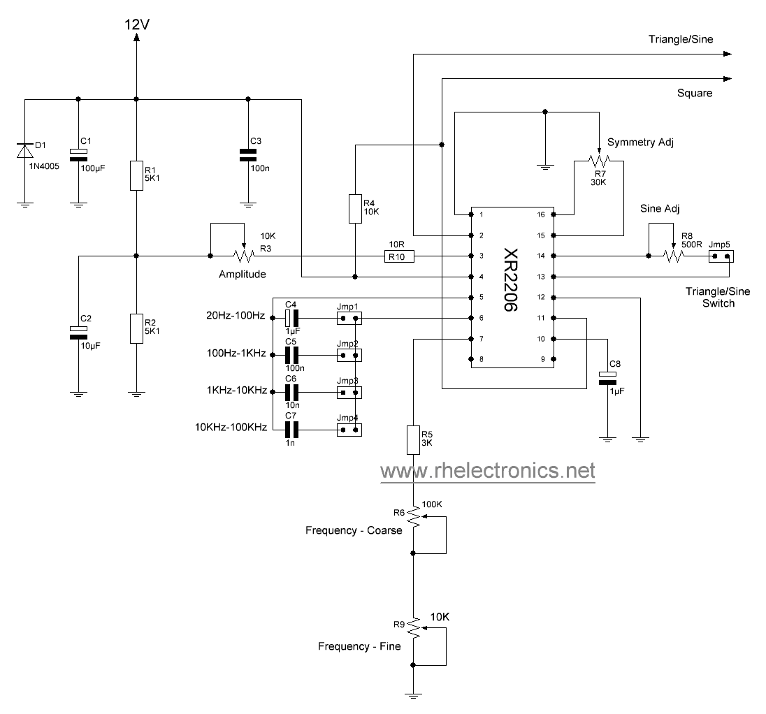 Принципиальная схема xr2206